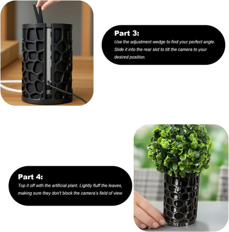 Camera Disguise Vase for Ring Indoor Cam (1st Gen) - Decorative Hidden Camera Plant Holder & Ring Camera Hider - Black Cover to Conceal a Cam & Hide Security Device