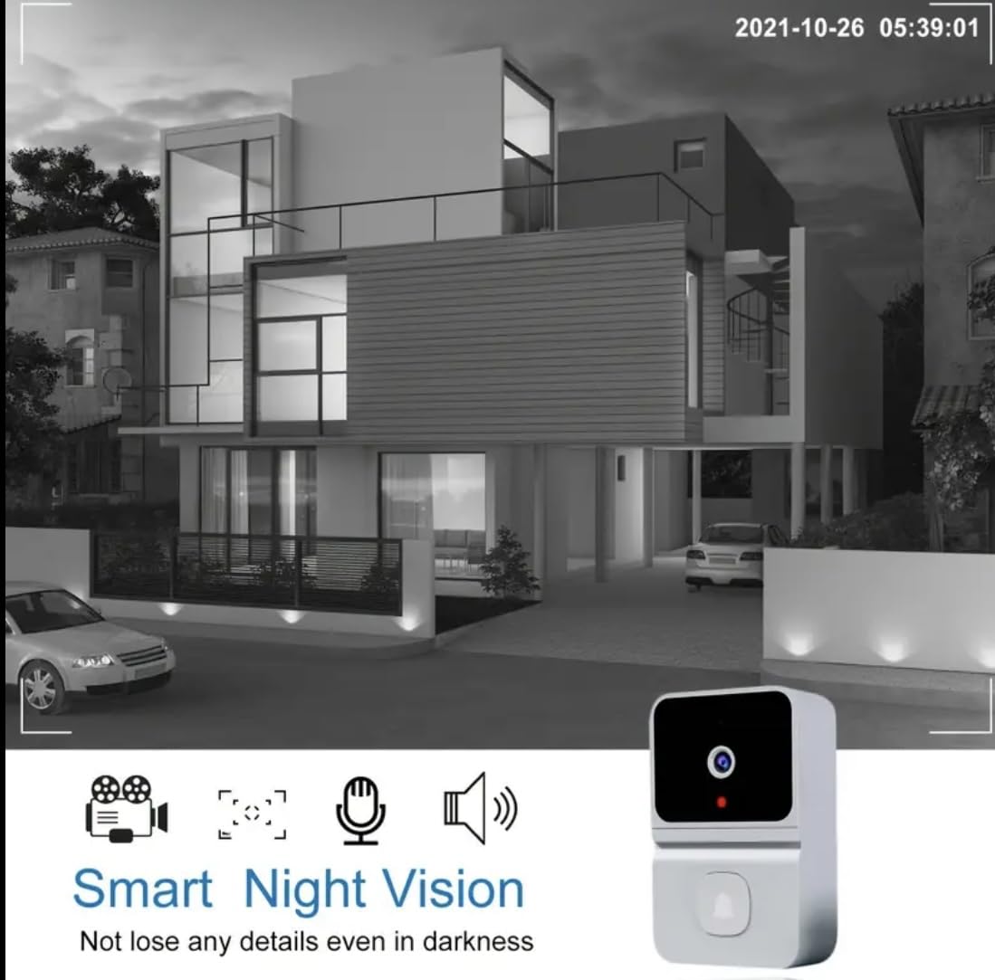 Smart Doorbell Camera with WiFi, HD Video, Mobile App Monitoring, Two-Way Audio, Black