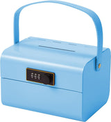 Mini Safe Box for Kids - Portable Money Lock with Combination Lock for Cash, Jewelry & Valuables, Lightweight Security Safe Metal Money Box for Cash Saving for Kids Boys Girls (Blue)