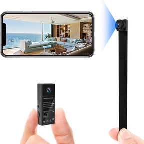 Spy Camera, Mini Hidden Camera WiFi 1080P Wireless Covert Video Security Cam 150° Wide Angle Nanny Cam with DIY Extended Lens/Night Vision/Motion Activated for Home Surveillance(New Version)