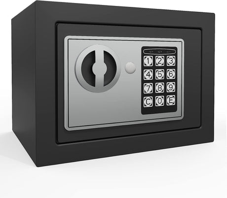 New 5.6L Safe for Home Use, Digital Cash Box with Password and Key, Suitable for Storing Cash, Documents, Jewelry, and Passports at Home, Business, Office, or Hotel (Black-5.6L)