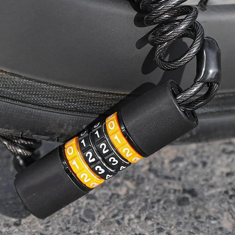 Bicycle Heavy-Duty Lock, Azonee 1.5m Steel Cable Lock with 4-Digit Combination, Durable Anti-Theft Bike Lock for Bicycles, Electric Scooters & Motorcycles