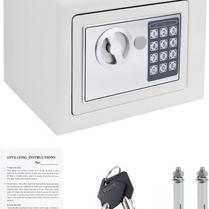 BRIEFNESS Electronic Money Safe with Keypad + Keys, 4.6L White