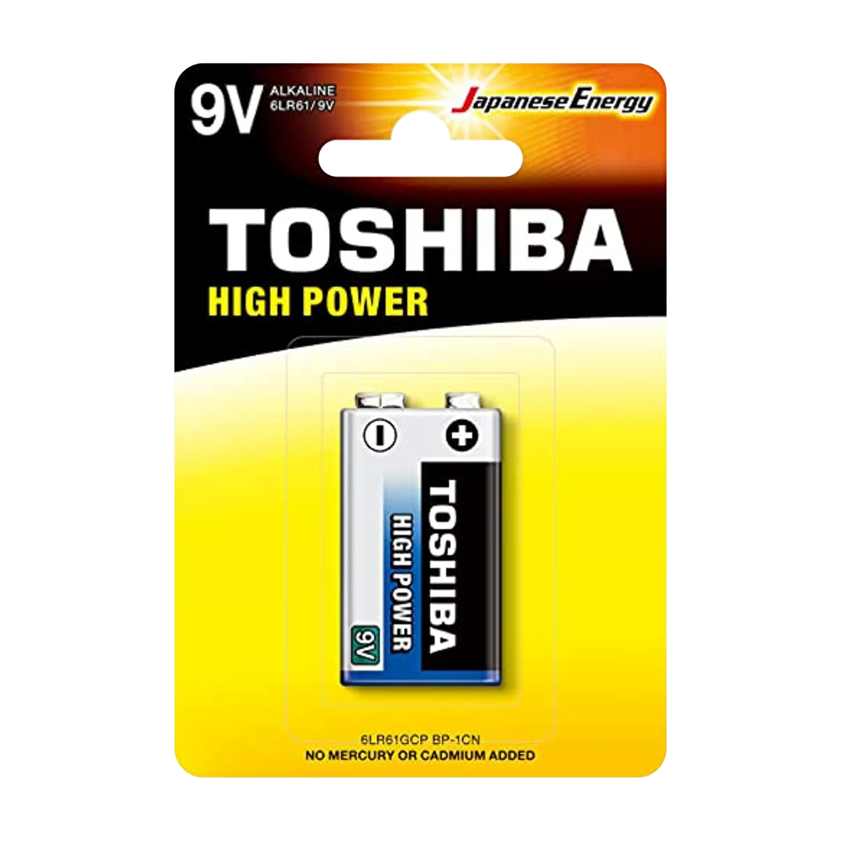 TOSHIBA 9V Alkaline Battery, High Power Vibration Resistant