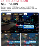 Vantrue E1 Pro 4K Mini Dash Cam Front, STARVIS 2 PlatePix™ HDR Night Vision Car Camera, Built-in 5G WiFi GPS, 1.54'' IPS Screen, LTE Support, Voice Control, 24/7 Buffered Parking Mode, Support 1TB Max