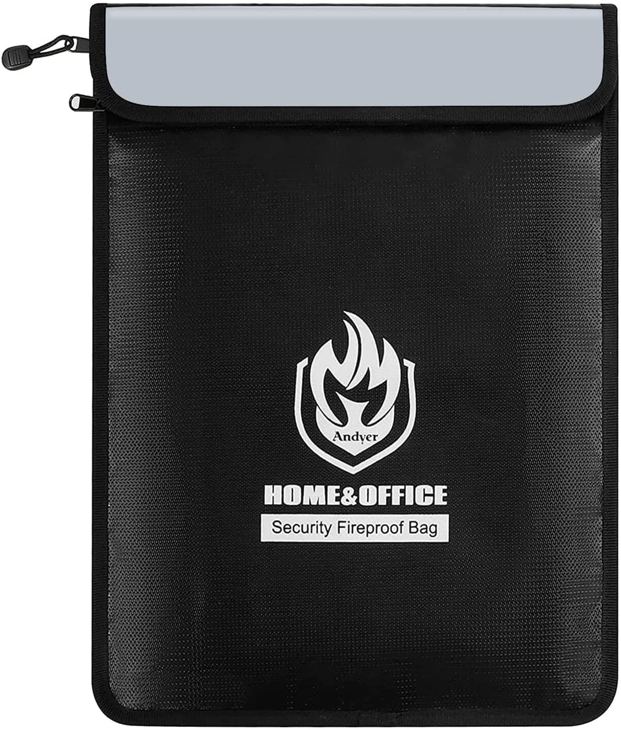 andyer Upgraded Two Pockets Fireproof Document Bag (2000℉), 15”x 11”Waterproof and Fireproof Money Bag with Zipper, Fire Safe Storage for Valuables,Money,Jewelry,Legal Documents,File and Tablet