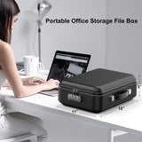 Fireproof Document Box with Lock, Hard Fireproof Waterproof Box Creative Hard-Shell Design Fireproof Safe Box Document Organizer for Important Documents Certificates Laptop Passports (Black)