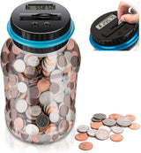 Digital Piggy Banks Digital Saving Money Box, Transparent Coin Bank Large Capacity Transparent Money Saving Jar with LCD Display, Coin Money Bank Piggy Bank Gift for Kids and Adult