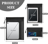 Fireproof Waterproof Document Bag 3-Pack Black 2000℉ Money Bag for Cash Passports ID Cards Social Security Card Protector Waterproof Zipper Pouch Fire Proof Bank Bag Document Holder