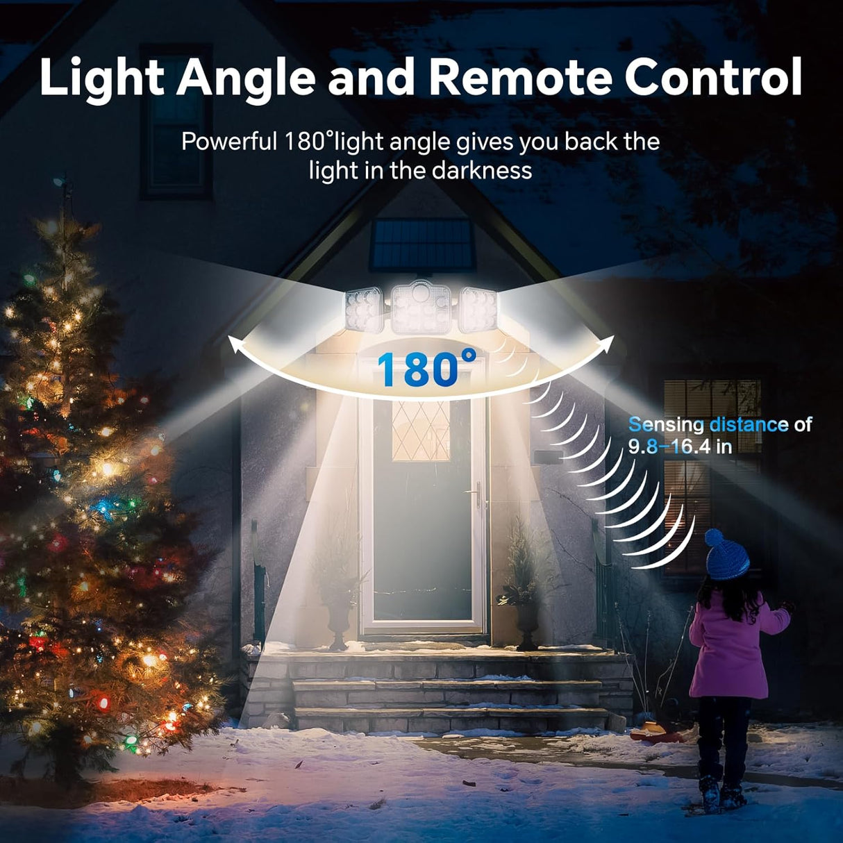 Solar Motion Sensor Outdoor Light with 3 Adjustable Head, Baytion 6500K 138 LEDs Solar Outdoor Light, IP65 Waterproof Solar Sensor Lights Outdoor for Gardens, Patios, Porches, Garages