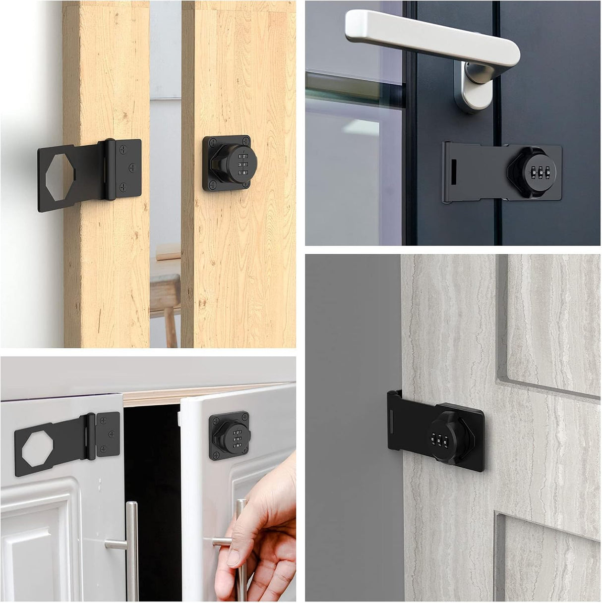 YogePote Mechanical Password Rotary Hasp Lock, Slide Latch, Black