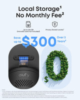 eufy Wired Cam C31,360° Coverage with Pan and Tilt,Indoor and Outdoor,Dual Antenna,Colour Night Vision,Subscription-Free,AI People/Vehicle/Pet/Crying Detection, 24/7 Recording,Black (Black, Solo)
