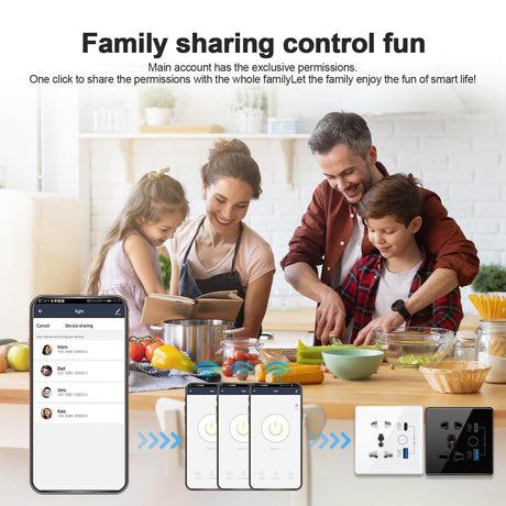 Universal Smart Wall Outlet, WiFi Smart Touch Wall Socket,Wall Outlet with USB+TypC Interface,Tuya APP Remote Control,Compatible Alexa and Google Home,No Hub Required,2.4G WiFi,13A (Black)