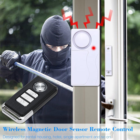 Mengshen Door and Window Alarm, Anti-Theft Burglar Wireless Alarm with Remote Control for Home Security, Easy to Install, 105db (Includes 2 Alarm and 1 Remote Control)