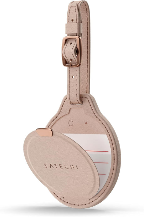 Satechi FindAll Smart Luggage Tag with Find My, TSA-Friendly, Airport Tracking, Left-Behind Alerts, Loud Audible Chime, Wireless Rechargeable, Works with iPhone, iPad, Mac – Desert Rose