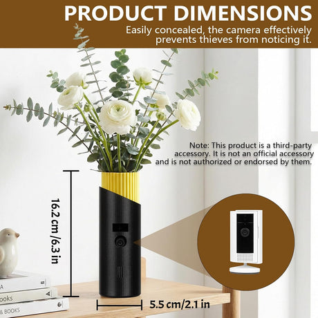 Camera Disguise Vase | Compatible with Ring Indoor Camera 2nd Gen | Conceals and Hides Cameras | Discreet Cable Opening | Blends with Home Decor | Decorative Vase(Plant Not Included)