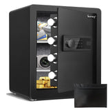kavey 2.0 Cub Biometric Safe Box, Home Safe with LCD Keypad & 2 Adjustable Shelves, Fingerprint Money Safe with Dual Alram & Mute Alarm, Large Security Cabinet Safe for Vaulables (White)