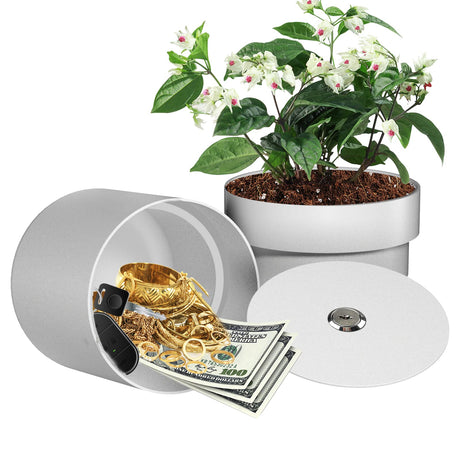 JYXindzkj Metal Flower Pot Hidden Safe, Secret Diversion Safe with Lock for Hiding The Valuables, Hidden Compartment Containers, Waterproof and Fireproof…
