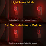 YUNLEX 2 Pack Plug in Red Sleep Night Light with Motion Sensor & Dusk to Dawn Sensor, Soft Glow, Dimmable, LED Lights for Bedroom, Sleep, Baby Nursery, Kids, Toddler, Bathroom, Hallway, Home Decor