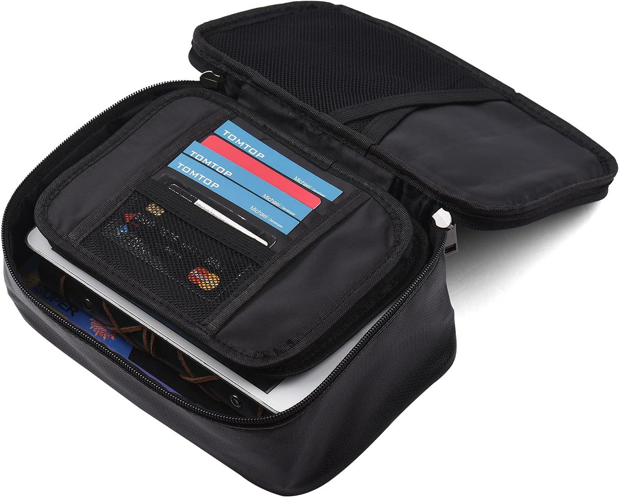 Fireproof File Document Bag Safety Organizer with 3-Digit Lock Zipper Closure Fire & Water Resistant Money Pouch Multi-Layer Card Case for Home Office Travel Passport Certificates