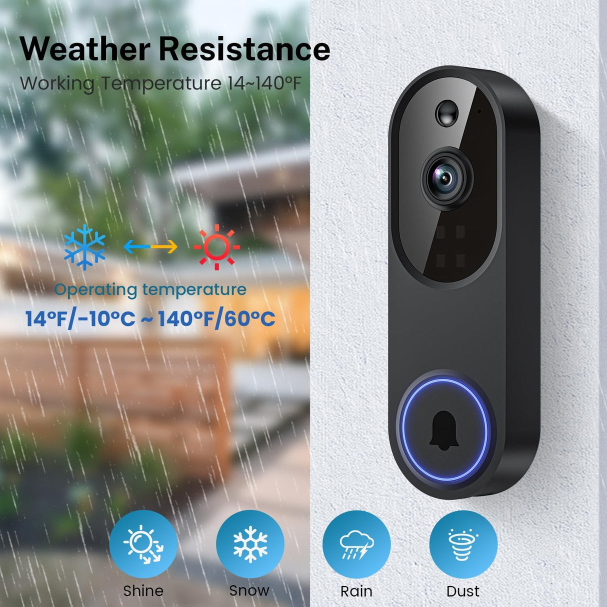 Guggre 1080P Video Doorbell Camera, Intelligent Human Detection, Cloud Storage, Chime Included, Live View, 2-Way Audio, IR Night Vision, Wide Angle Lens, Indoor/Outdoor