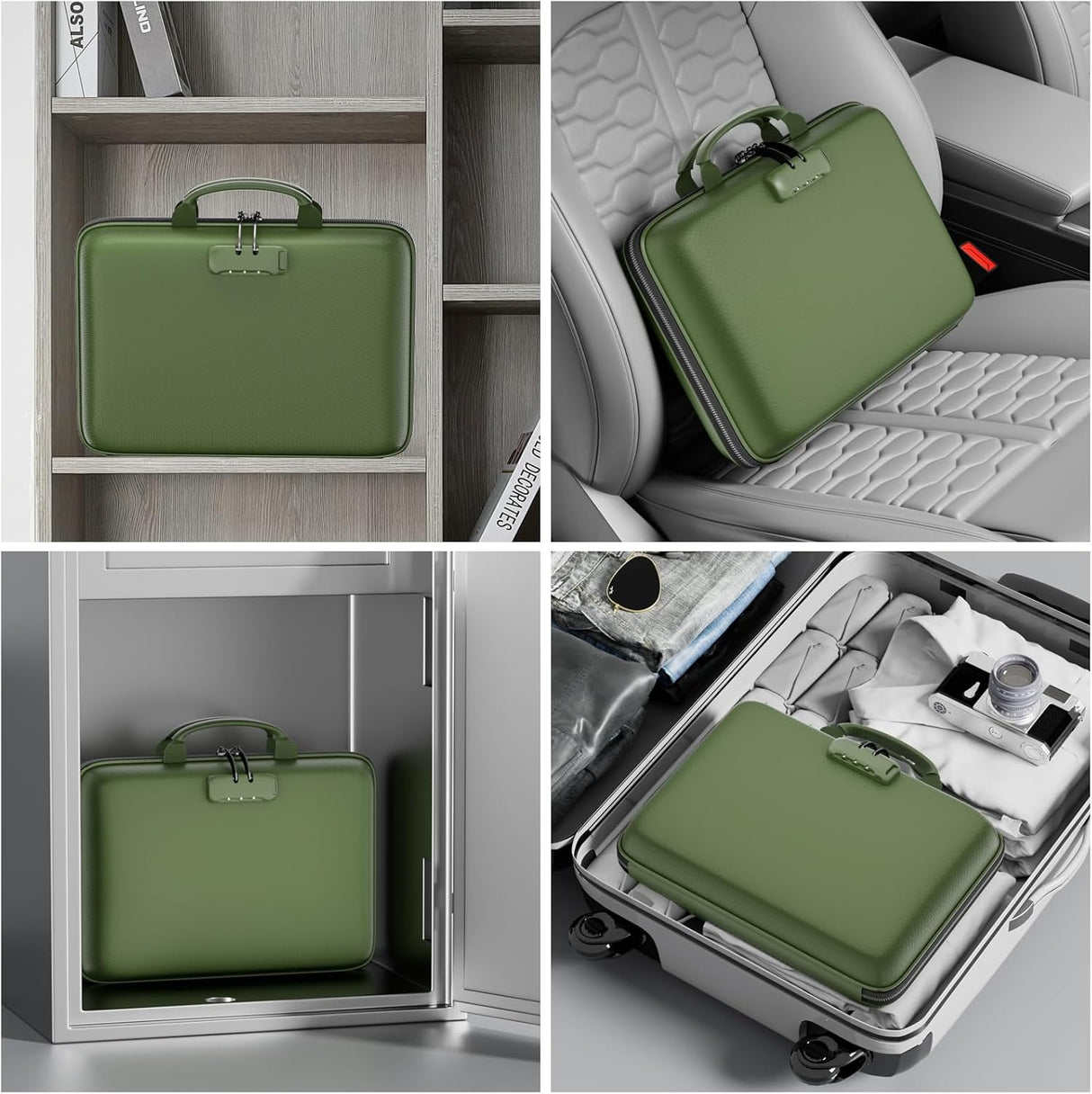 DocSafe Fireproof File Organizer with Lock, Green, 15.55 x 3 x 11.5 inches, Hard-Shell Fireproof File Organizer