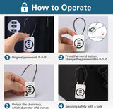 NALACAL 2-Pack Combination Cable Lock with 3-Digit Code, Black/White