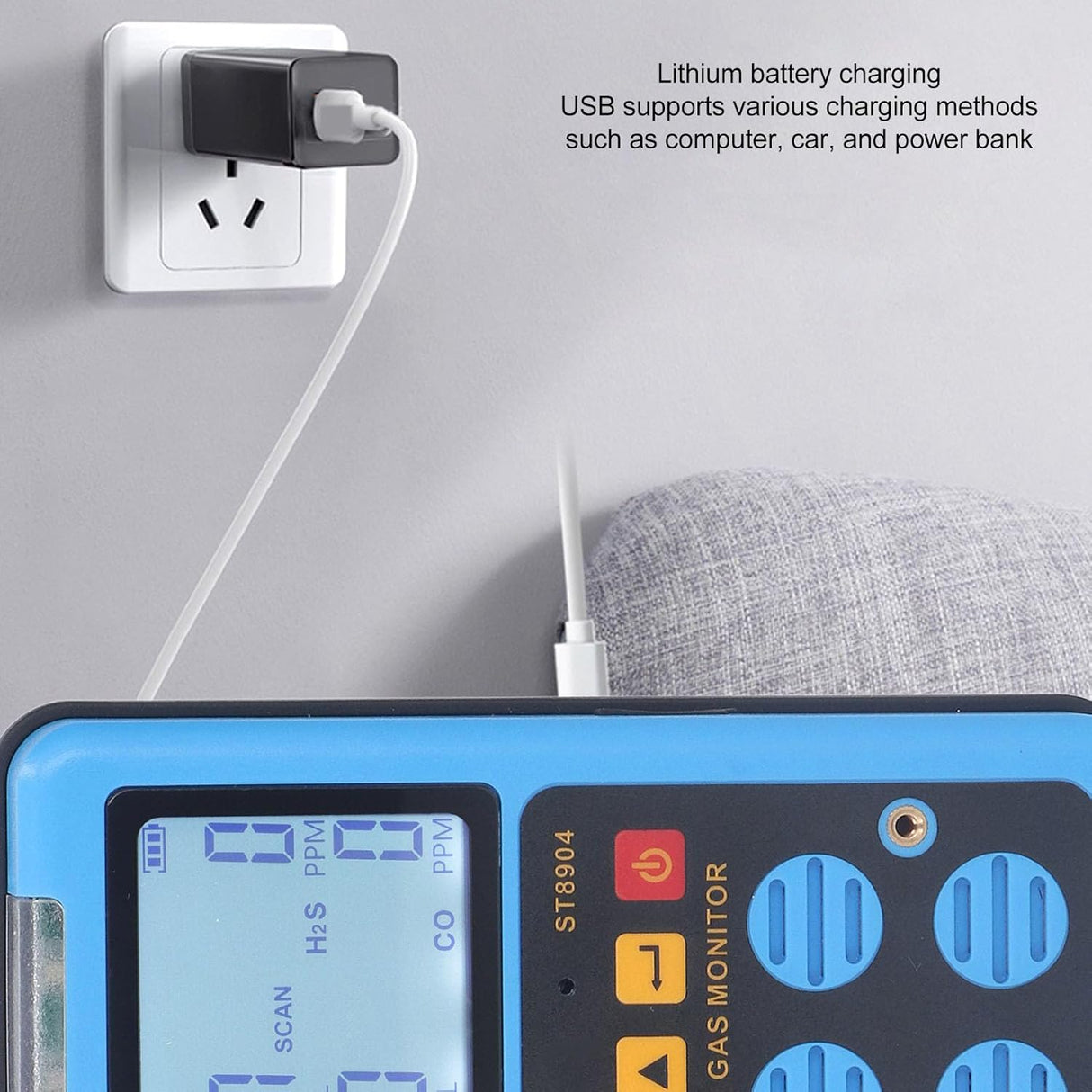 BROLEO Portable 4-Gas Detector (H2S/O2/CO/LEL) with LCD + Alarm