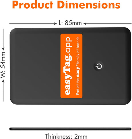 easyTag Wallet Tracker (Global Tracking for Samsung) - Rechargeable Luggage Tag for Wallets, Bags and Suitcases. Samsung Tag Compatible with SmartThings App
