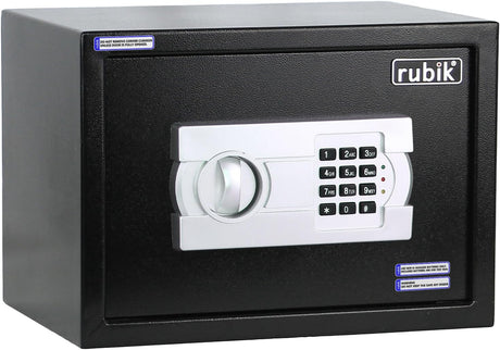 Rubik Safe Box A4 Document Size with Digital Lock and Override Key for Home Office Shop Business RB-25EG6 (25x35x25cm) Black