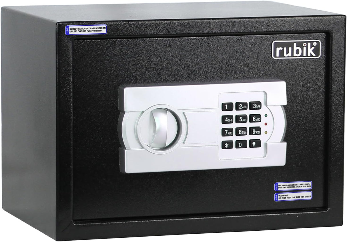 Rubik Safe Box A4 Document Size with Digital Lock and Override Key for Home Office Shop Business RB-25EG6 (25x35x25cm) Black