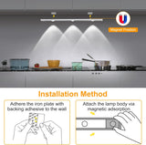 LED Under Cabinet Lighting, Rechargeable Motion Sensor Light Indoor, 3 Color Temperatures, Wireless Magnetic Closet Light for Closets, Kitchen, Bedroom, Hallway, Stairs (2 PCS)