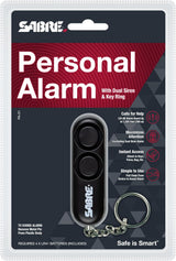 SABRE Personal Alarm With Key Ring, 120dB Alarm, Audible Up To 1,280 Feet (390 Meters), Simple Operation, Reusable, Black