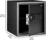 Amazon Basics Steel Home Security Electronic Safe with Programmable Digital Keypad Lock for Jewelry, Money, Valuables Storage, 34 Litres, 33 cm W x 33 cm D x 36 cm H, Black