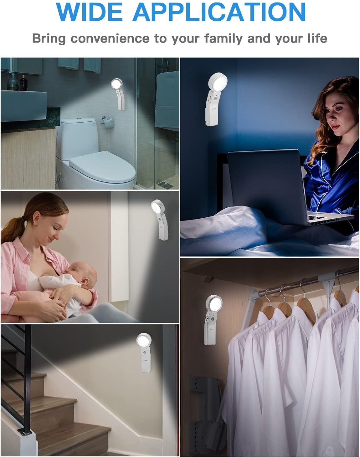 Motion Sensor Light Indoor Rechargeable Battery Powered LED Night Light with PIR Montion Sensor Bedroom Dusk to Dawn Light Sensor Auto Light Desk Lamp & Flashlight [White Light Energy Class A+++]