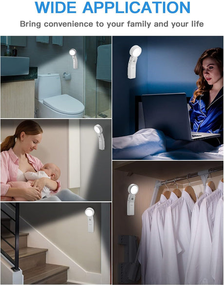 Motion Sensor Light Indoor Rechargeable Battery Powered LED Night Light with PIR Montion Sensor Bedroom Dusk to Dawn Light Sensor Auto Light Desk Lamp & Flashlight [White Light Energy Class A+++]