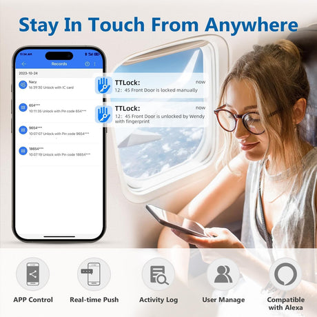 Smart Lock,Fingerprint Door Lock with 4585 Mortise.Keyless Entry Bluetooth Lock,Free APP,IC Card,Anti-peep Code,TT Lock App Control,for Home,Office,Apartment (R1)