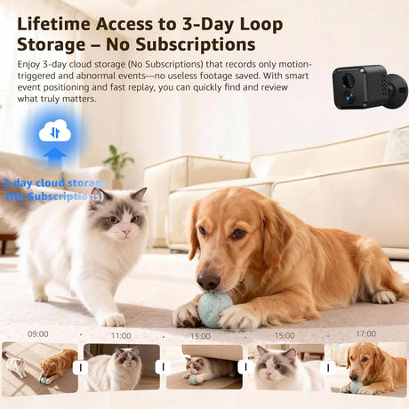 Mini Camera 4K Indoor Security Camera with 3-Day Cloud Storage, App Control & Remote Access, AI Motion Detection, Night Vision, 60-Day Battery, Smart Standby, Compact Design for Home Monitoring