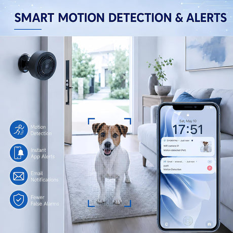 Mini 4K WiFi Indoor Security Camera for Home with App Control, Portable Monitoring Camera Supporting Motion Detection, Night Vision, Local & Cloud Storage for Baby, Elderly, Pets and Office