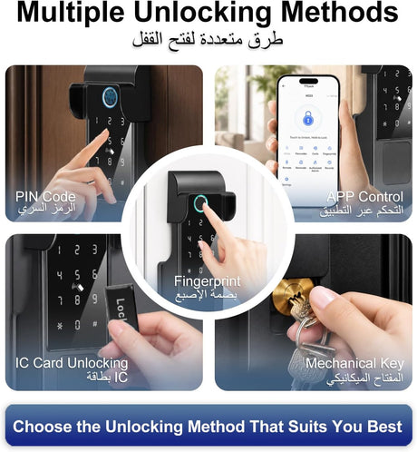 Makayuron Smart Door Lock, TTLock Bluetooth App Outdoor Waterproof Smart Lock, IP65 Rating, 5 Unlocking Methods (Fingerprint/Password/RFID Card/Mechanical Key/TTLock ble App Remote)(M333-TTble）