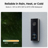 aosu Doorbell with Camera, 2K Video Doorbell, Encrypted Storage Bell Camera with AI Person Detection with AI, Battery Operated, Works with Alexa
