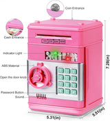 Refasy Piggy Bank for Girls & Boys, 4-11 Years - Electronic ATM Money Bank for Kids & Adults, Safe Coin Bank Toy, Pink
