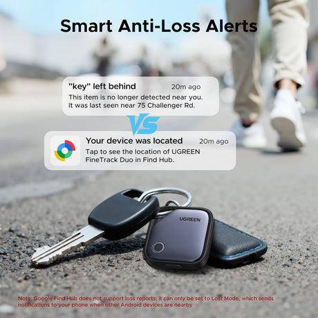 UGREEN 4Pack FineTrack Duo Smart Finder (iOS & Android Support + USB-C Rechargeable),Bluetooth Tracker Tags Compatible with Apple Find My/Google Find Hub,Item Finder Smart Tag fit for Galaxy S26