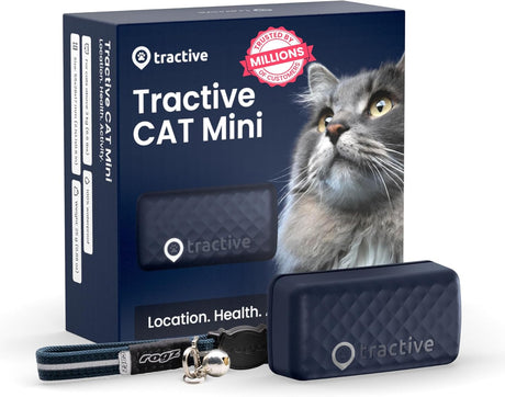Tractive Smart Cat Tracker Mini | #1 Cat GPS | Real-Time Location Tracking | Territory & Location History | Safety Collar included (Dark Blue)
