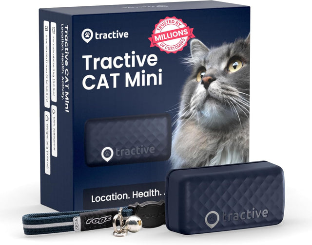 Tractive Smart Cat Tracker Mini | #1 Cat GPS | Real-Time Location Tracking | Territory & Location History | Safety Collar included (Dark Blue)