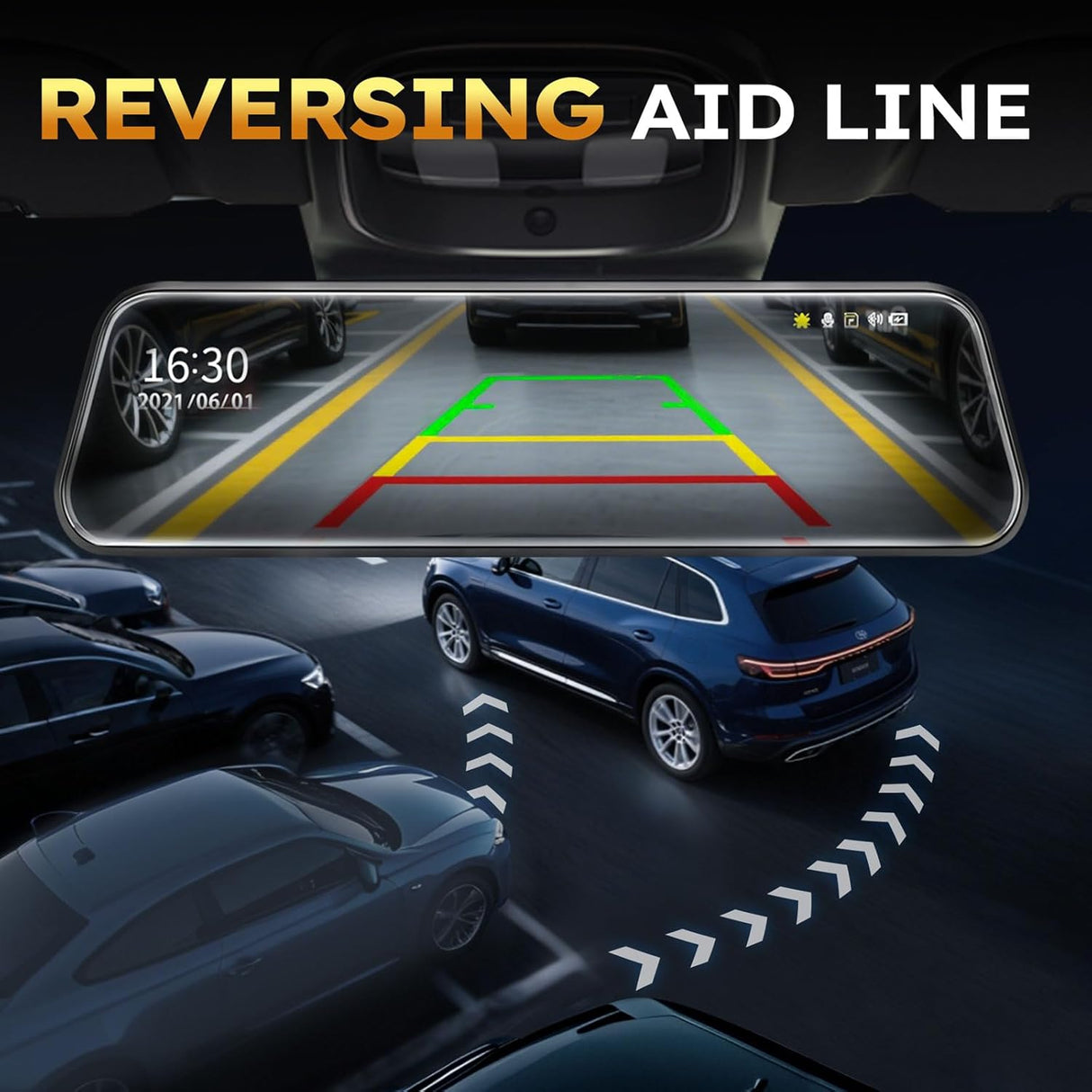 Car Mirror Dash Cam,Front and Rear View Mirror Camera,Backup Camera for Cars with 1080P FHD Full Touch Screen,Reverse Camera with Loop Recording Streaming Media 170°Wide Angle Parking Assistance