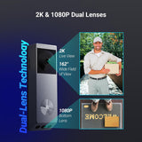EZVIZ Video Doorbell with 2K & 1080p Double Camera, Wireless Doorbell with Solar Panel, Person Detection, Package Detection, Two-Way Audio and Colour Night Vision, 32GB eMMC Memory, EP3x Pro