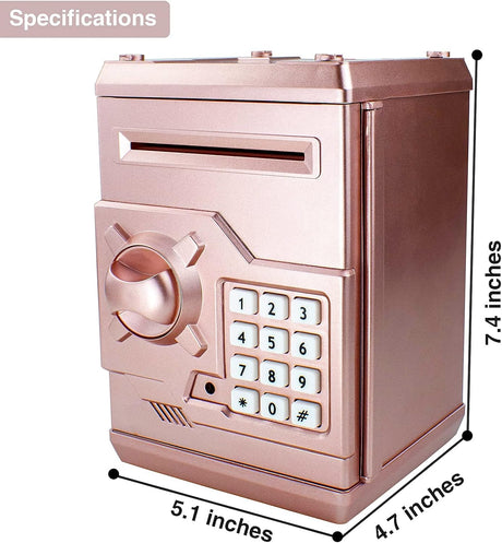 Piggy Bank Electronic Mini ATM for Kids Baby Toy, Safe Coin Banks Money Saving Box Password Code Lock for Children,Boys Girls Best Gift (Rose Gold)