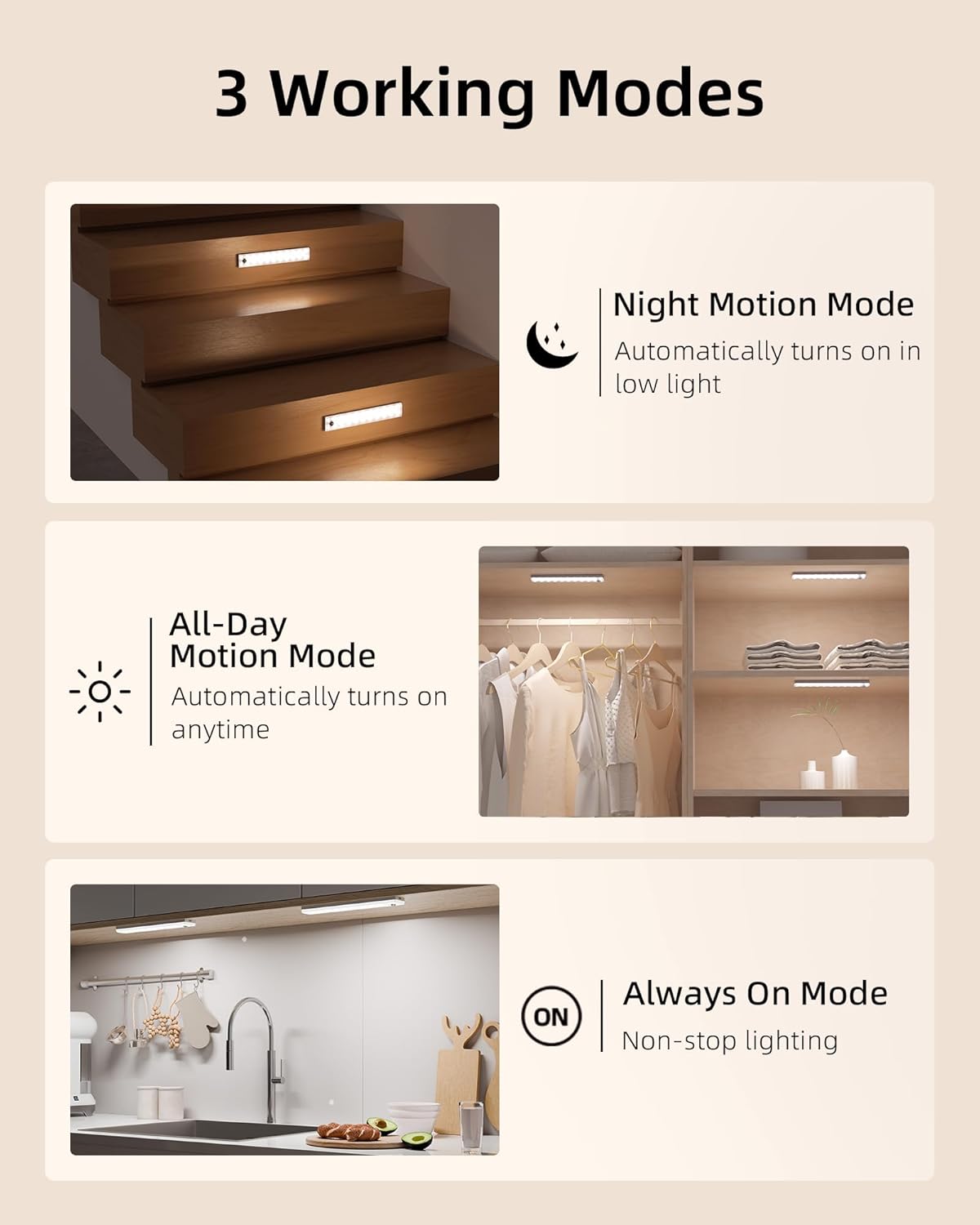 EZVALO 6-Pack Under Cabinet Lighting with Charging Station, Rechargeable Motion Sensor Lights, 3 Color Temps, Dimmable 62 LED Wireless Motion Activated Cabinet Lights with Remote for Kitchen,Pantry