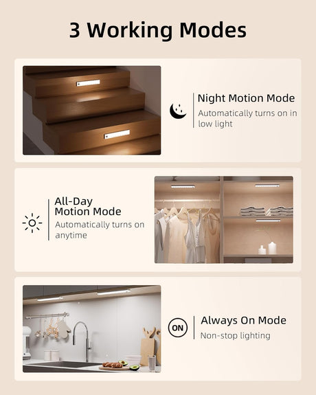 EZVALO 6-Pack Under Cabinet Lighting with Charging Station, Rechargeable Motion Sensor Lights, 3 Color Temps, Dimmable 62 LED Wireless Motion Activated Cabinet Lights with Remote for Kitchen,Pantry